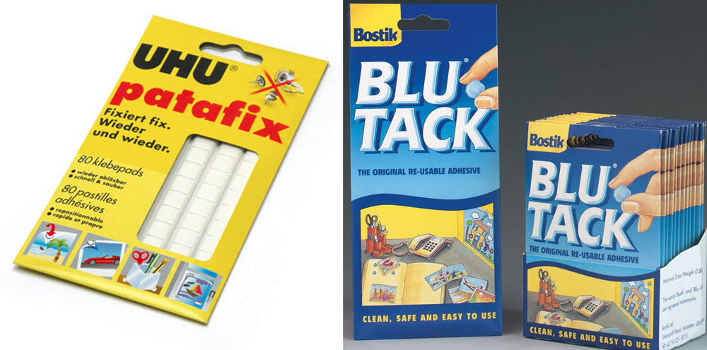 “UHU patafix” or “Blu tack”